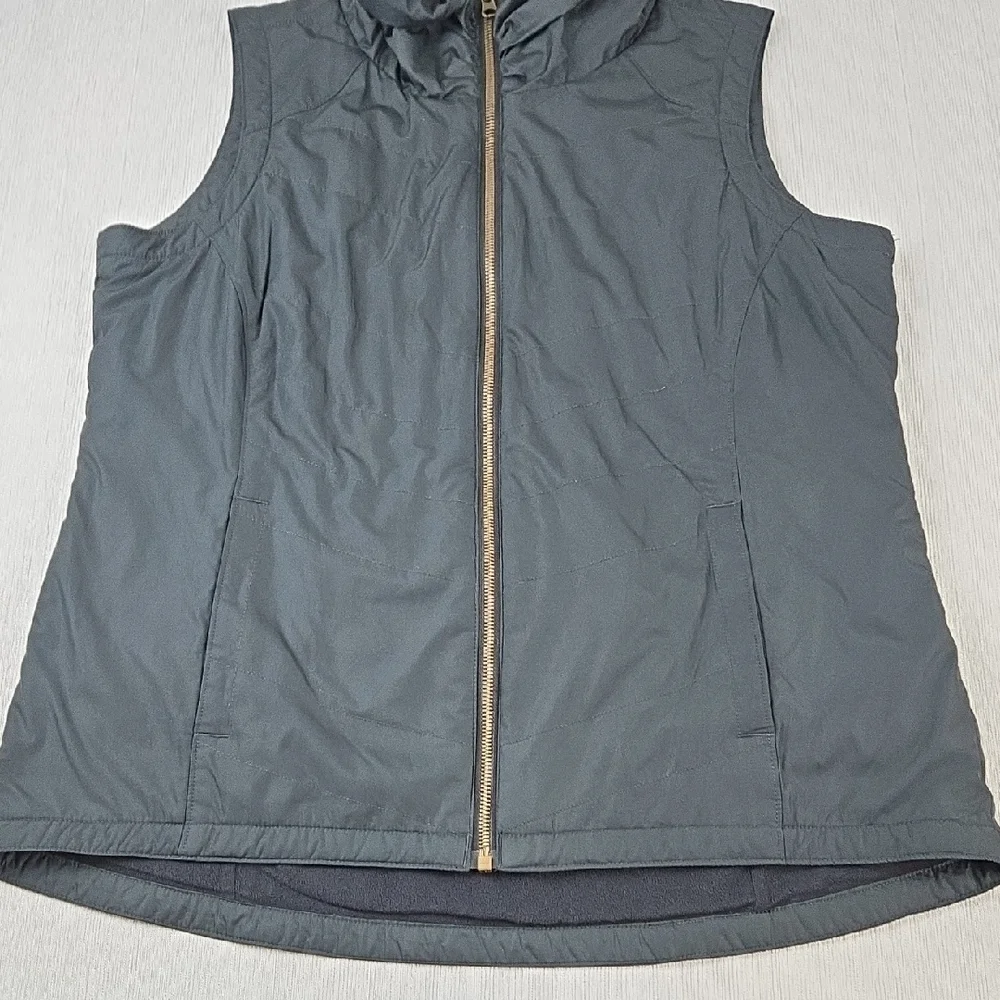 Columbia Womens Black Quilted Fleece Lined Funnel Neck Zip Up Vest Large 1671661